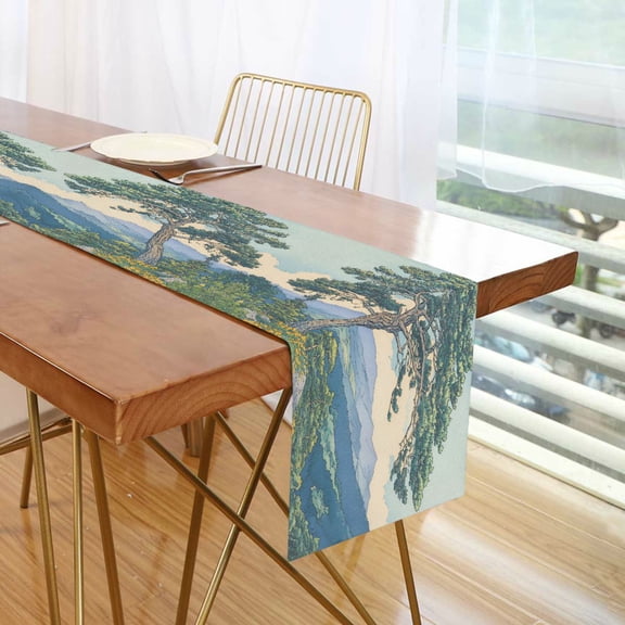 Yayeee Table Runner 90 inches Long Home Kitchen Dinning Party Decoration, Beige Mountain