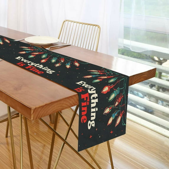 Yayeee Table Runner 90 inches Long Home Kitchen Dinning Party Decoration, Black Christmas Light