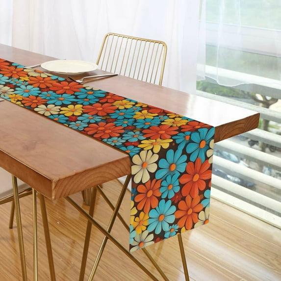 Yayeee Table Runner 90 inches Long Home Kitchen Dinning Party Decoration, Blooming Flowers