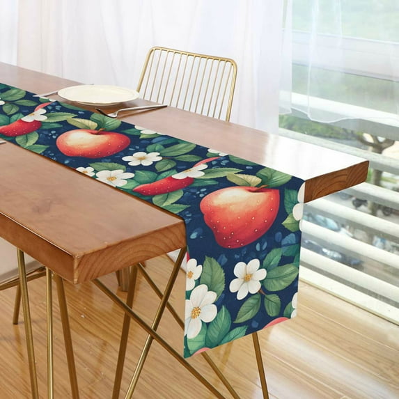 Yayeee Table Runner 90 inches Long Home Kitchen Dinning Party Decoration, Blue Apple Pattern