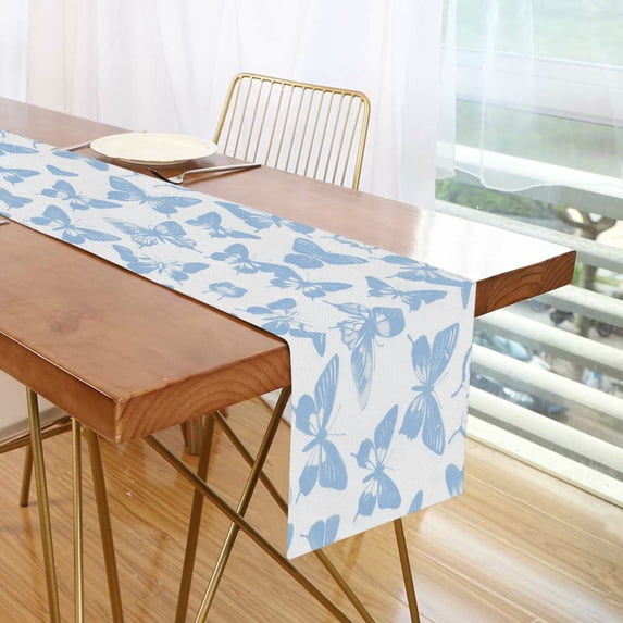 Yayeee Table Runner 90 inches Long Home Kitchen Dinning Party Decoration, Blue Butterfly