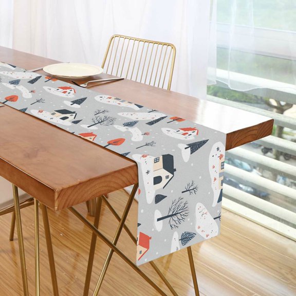 Yayeee Table Runner 90 inches Long Home Kitchen Dinning Party Decoration, Cartoon Blue Houses