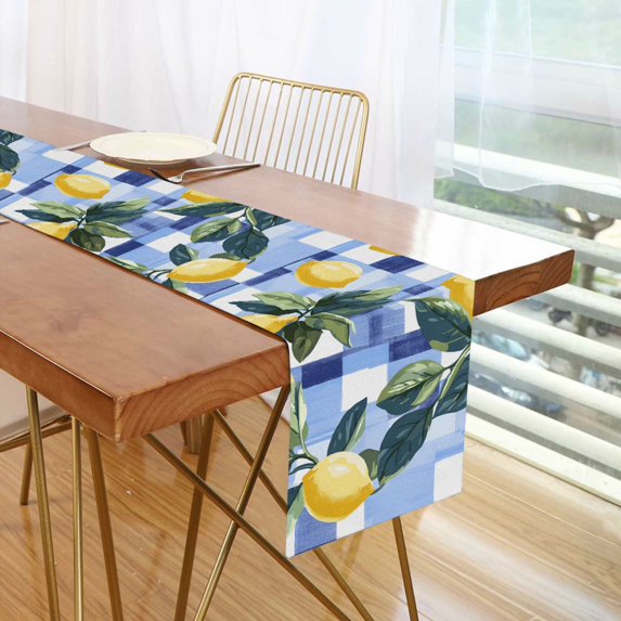 Yayeee Table Runner 90 inches Long Home Kitchen Dinning Party Decoration, Cartoon Lemon Leaves