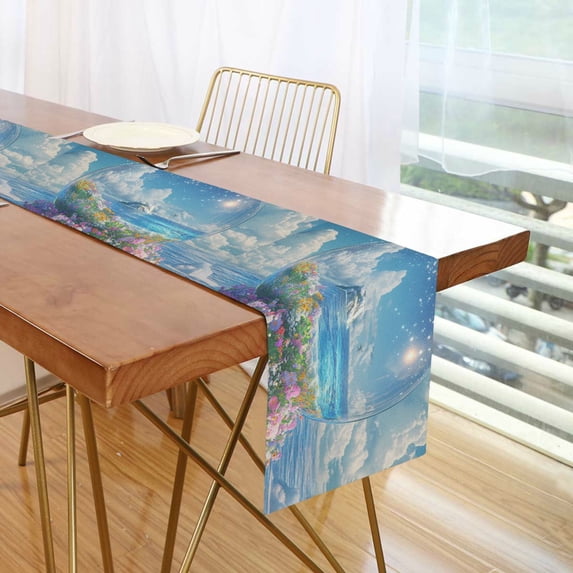 Yayeee Table Runner 90 inches Long Home Kitchen Dinning Party Decoration, Crystal Ocean