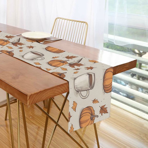 Yayeee Table Runner 90 inches Long Home Kitchen Dinning Party Decoration, Fall Pumpkin Pattern