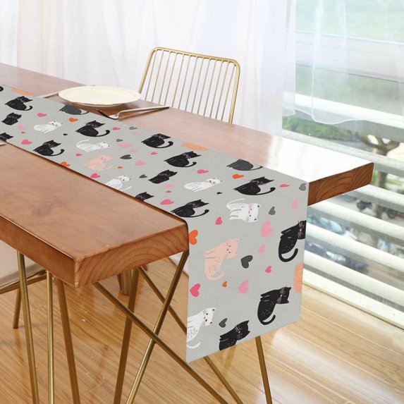 Yayeee Table Runner 90 inches Long Home Kitchen Dinning Party Decoration, Gray Cartoon Pattern