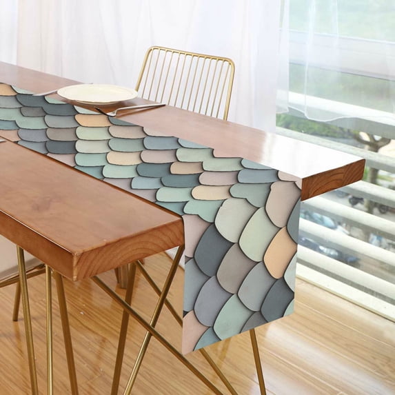 Yayeee Table Runner 90 inches Long Home Kitchen Dinning Party Decoration, Green Art Pattern