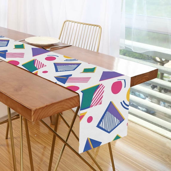 Yayeee Table Runner 90 inches Long Home Kitchen Dinning Party Decoration, Green Retro Shapes