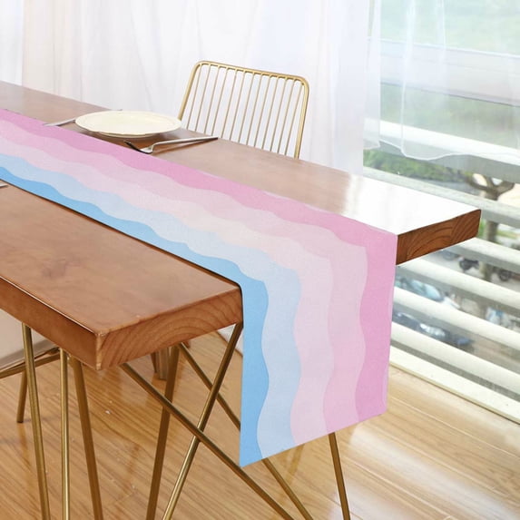 Yayeee Table Runner 90 inches Long Home Kitchen Dinning Party Decoration, Light Pink Stripes