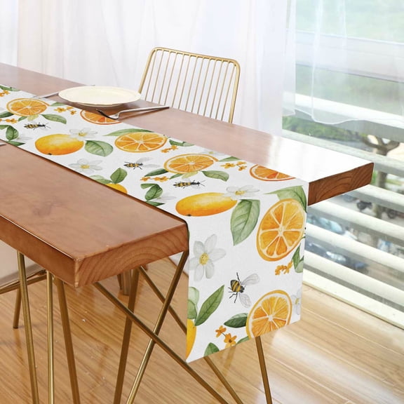 Yayeee Table Runner 90 inches Long Home Kitchen Dinning Party Decoration, Orange Bees