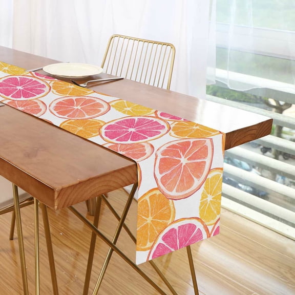 Yayeee Table Runner 90 inches Long Home Kitchen Dinning Party Decoration, Orange Grapefruit Slices