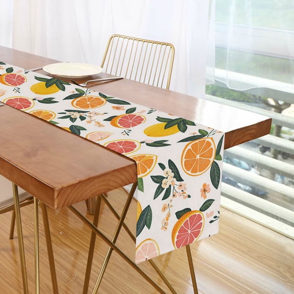 Yayeee Table Runner 90 inches Long Home Kitchen Dinning Party Decoration, Orange Slices