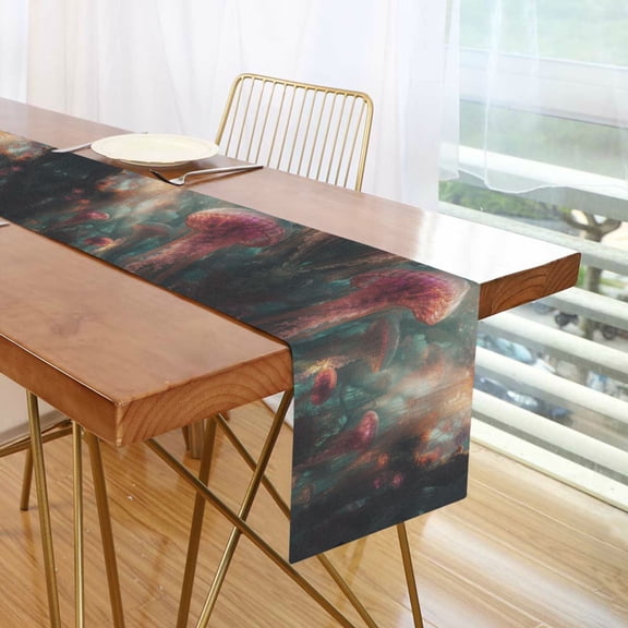 Yayeee Table Runner 90 inches Long Home Kitchen Dinning Party Decoration, Psychedelic Forest