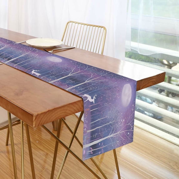 Yayeee Table Runner 90 inches Long Home Kitchen Dinning Party Decoration, Purple Forest