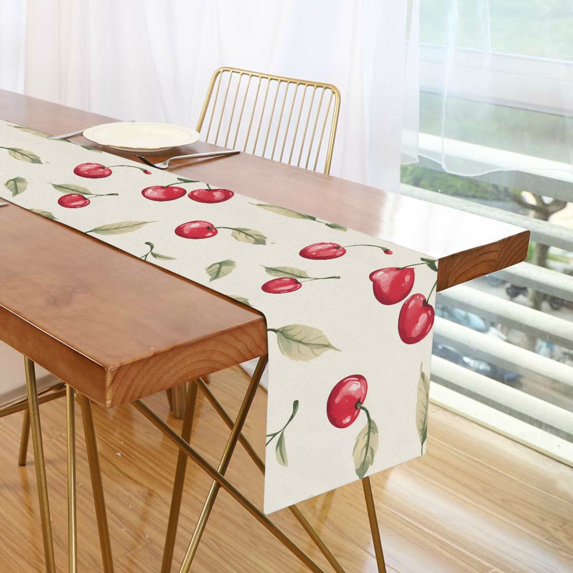 Yayeee Table Runner 90 inches Long Home Kitchen Dinning Party Decoration, Red Cherry