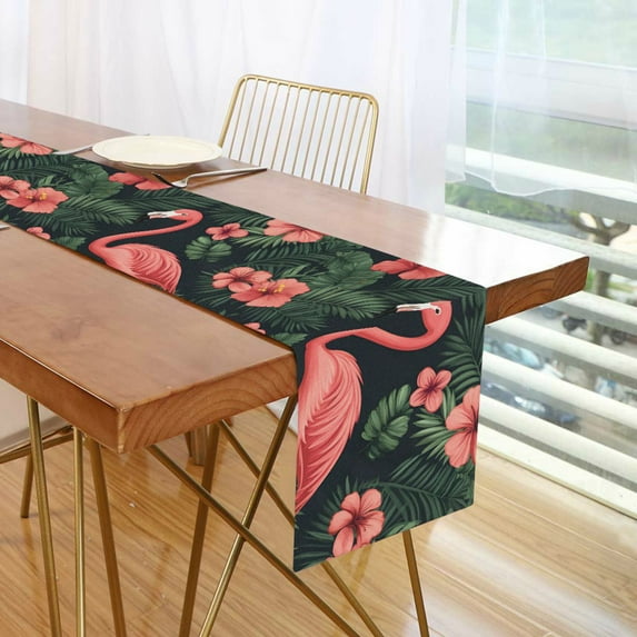 Yayeee Table Runner 90 inches Long Home Kitchen Dinning Party Decoration, Red Flamingo Pattern