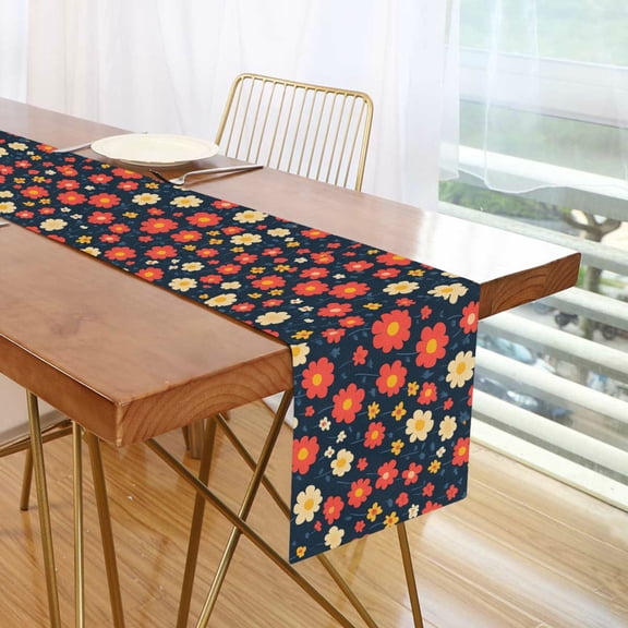Yayeee Table Runner 90 inches Long Home Kitchen Dinning Party Decoration, Red Floral