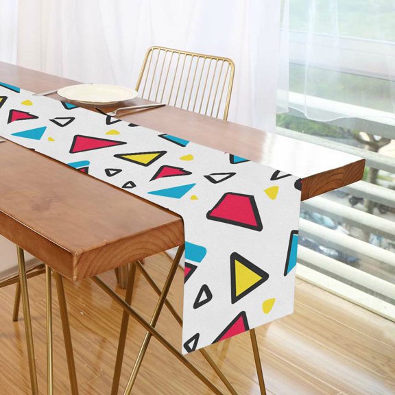 Yayeee Table Runner 90 inches Long Home Kitchen Dinning Party Decoration, Red Triangles