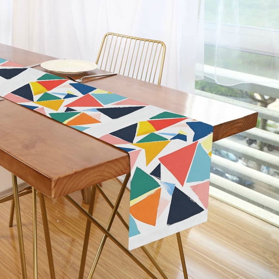 Yayeee Table Runner 90 inches Long Home Kitchen Dinning Party Decoration, Red Triangles