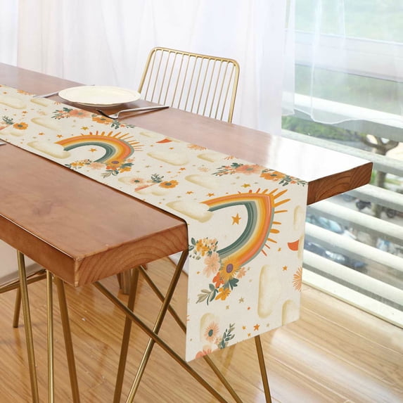 Yayeee Table Runner 90 inches Long Home Kitchen Dinning Party Decoration, Retro Rainbow