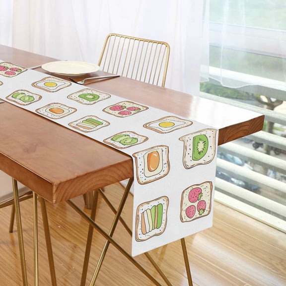 Yayeee Table Runner 90 inches Long Home Kitchen Dinning Party Decoration, Toasts Pattern