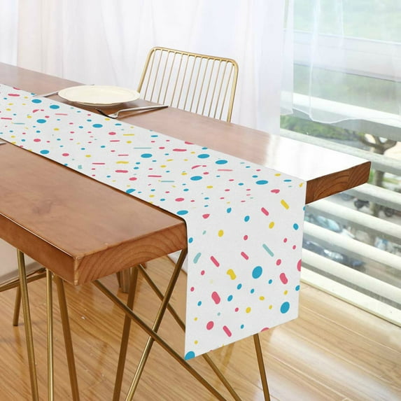 Yayeee Table Runner 90 inches Long Home Kitchen Dinning Party Decoration, White Retro Pattern