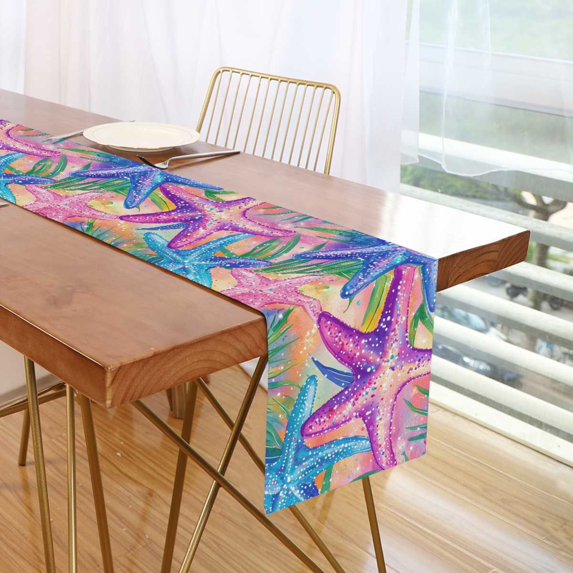 Yayeee Table Runner 90 inches Long for Home Kitchen Rectangle Dining Table Holiday Party Decoration, Gradient Starfish Pattern