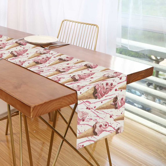 Yayeee Table Runner 90 inches Long for Home Kitchen Rectangle Dining Table Holiday Party Decoration, Pink Ice Cream Pattern