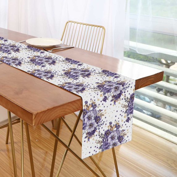 Yayeee Table Runner 90 inches Long for Home Kitchen Rectangle Dining Table Holiday Party Decoration, Purple Flowers Pattern