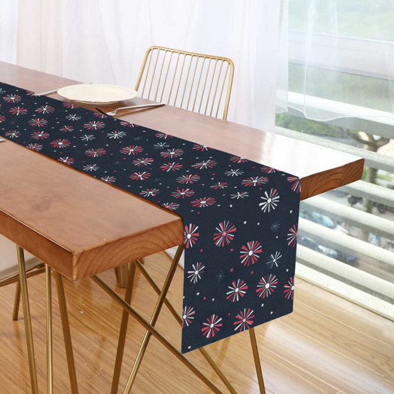 Yayeee Table Runner 90 inches Long for Home Kitchen Rectangle Dining Table Holiday Party Decoration, Red Fireworks Pattern
