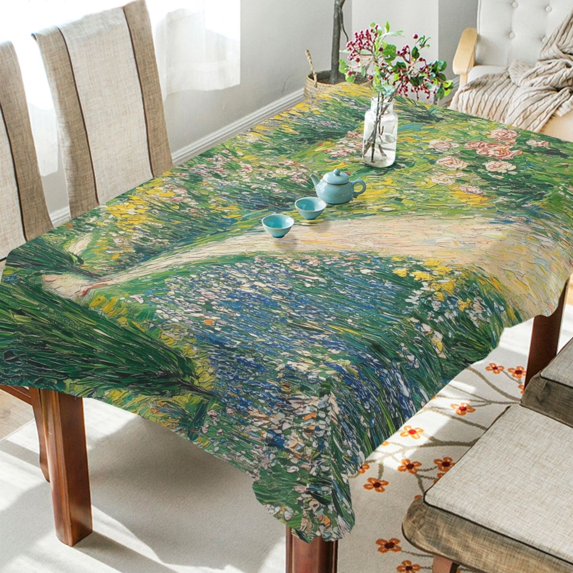 Yayeee Tablecloths for Rectangular Tables 60 x 60 inch Party Table Cover, Art Garden Scene