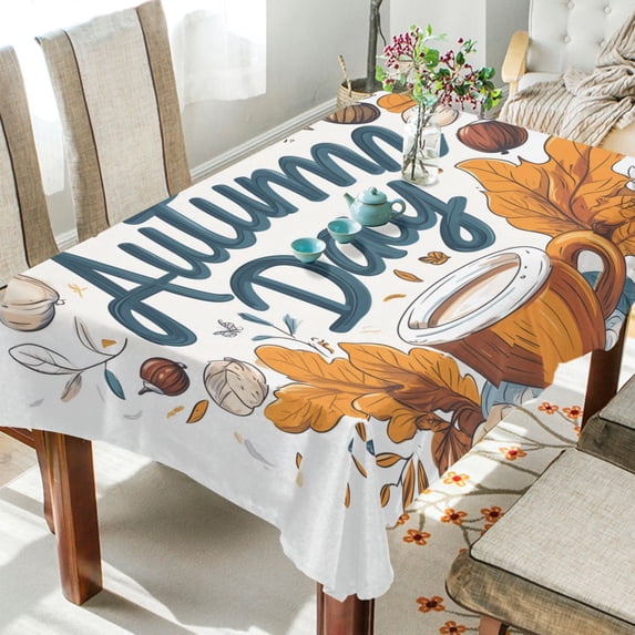 Yayeee Tablecloths for Rectangular Tables 54 x 54 inch Party Table Cover, Autumn Day with Cocoa Pattern