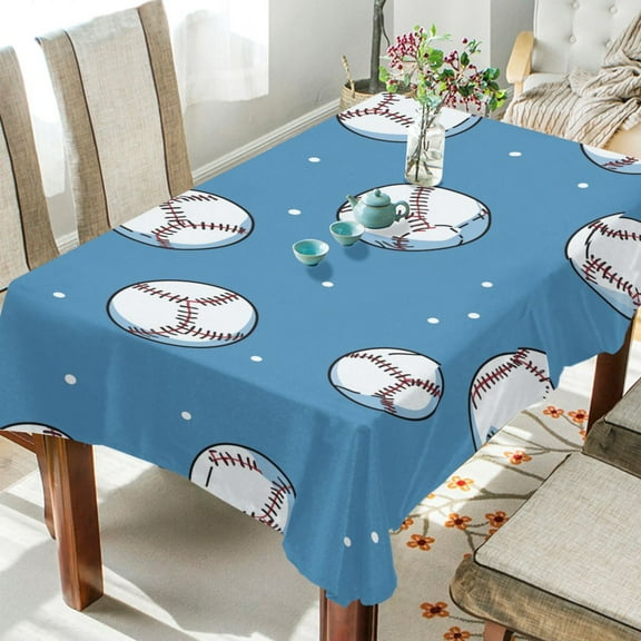 Yayeee Tablecloths for Rectangular Tables 60 x 108 inch Party Table Cover, Baseballs Pattern