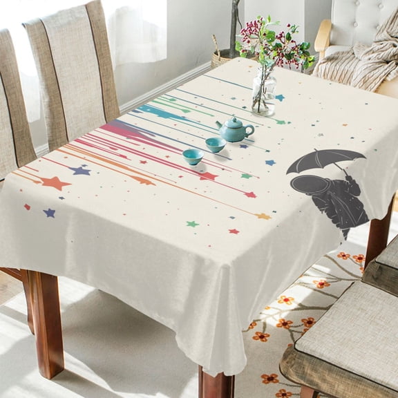 Yayeee Tablecloths for Rectangular Tables 60 x 120 inch Party Table Cover, Black Astronaut