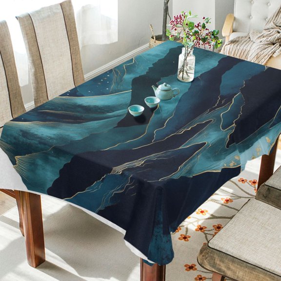 Yayeee Tablecloths for Rectangular Tables 60 x 60 inch Party Table Cover, Blue Mountains