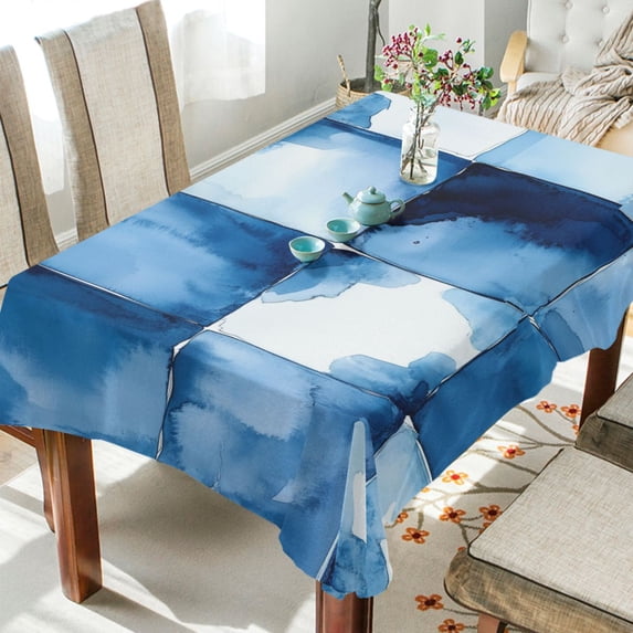 Yayeee Tablecloths for Rectangular Tables 54 x 54 inch Party Table Cover, Blue Pattern