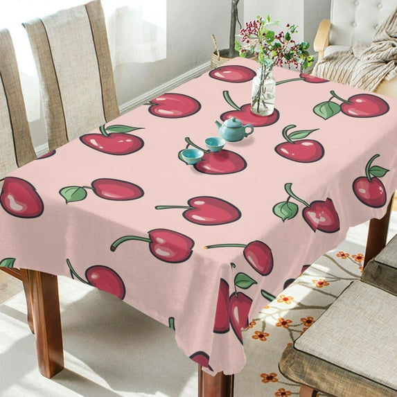 Yayeee Tablecloths for Rectangular Tables 60 x 60 inch Party Table Cover, Cherries Pattern