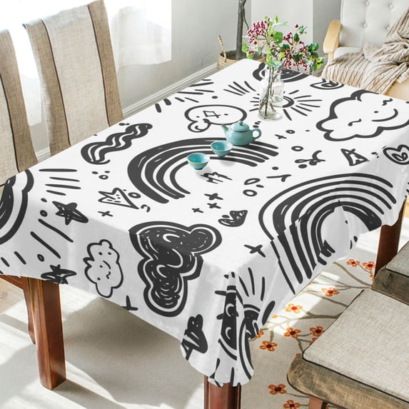 Yayeee Tablecloths for Rectangular Tables 54 x 54 inch Party Table Cover, Clouds and Suns