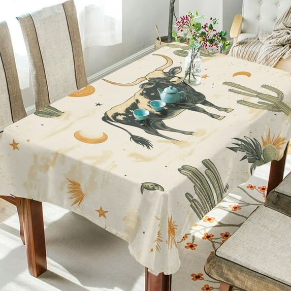 Yayeee Tablecloths for Rectangular Tables 60 x 108 inch Party Table Cover, Cowboy Pattern