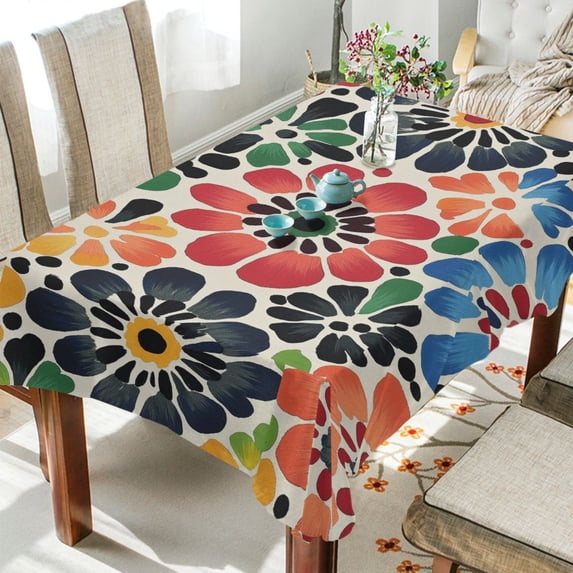 Yayeee Tablecloths for Rectangular Tables 60 x 90 inch Party Table Cover, Dark Floral