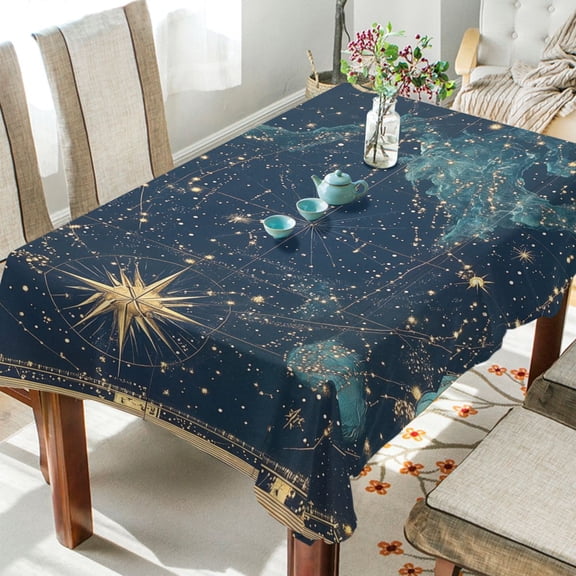 Yayeee Tablecloths for Rectangular Tables 54 x 72 inch Party Table Cover, Dark Star Map