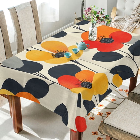 Yayeee Tablecloths for Rectangular Tables 60 x 90 inch Party Table Cover, Floral Pattern
