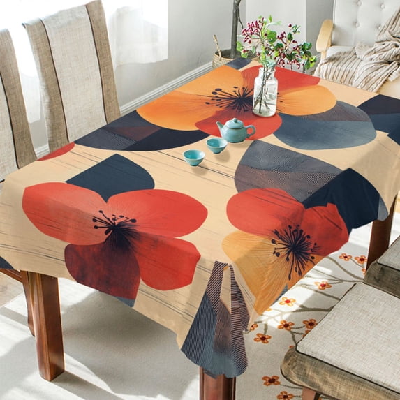 Yayeee Tablecloths for Rectangular Tables 54 x 54 inch Party Table Cover, Flowers Pattern