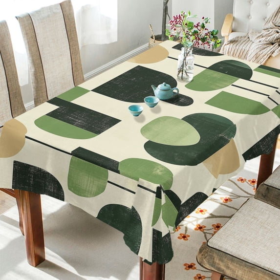 Yayeee Tablecloths for Rectangular Tables 54 x 72 inch Party Table Cover, Green Circle
