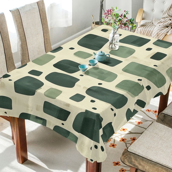Yayeee Tablecloths for Rectangular Tables 54 x 54 inch Party Table Cover, Green Geometric