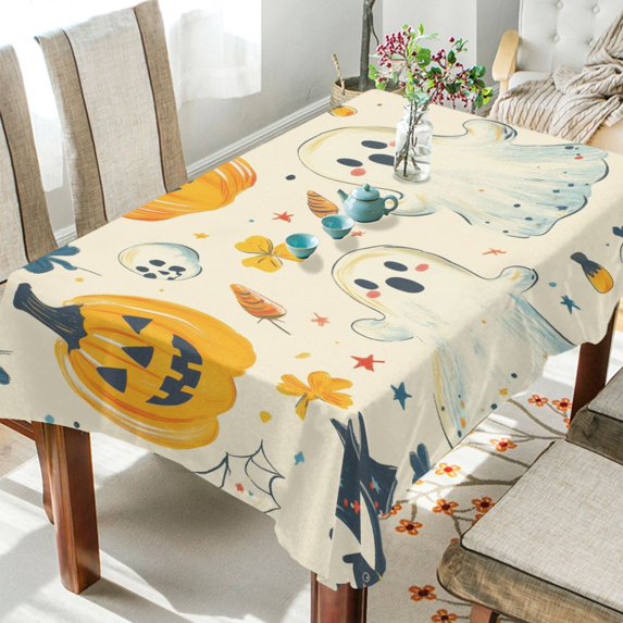 Yayeee Tablecloths for Rectangular Tables 60 x 90 inch Party Table Cover, Halloween Cute Ghosts