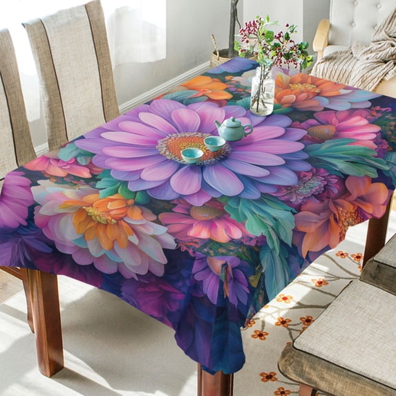 Yayeee Tablecloths for Rectangular Tables 60 x 108 inch Party Table Cover, Light Purple Flowers