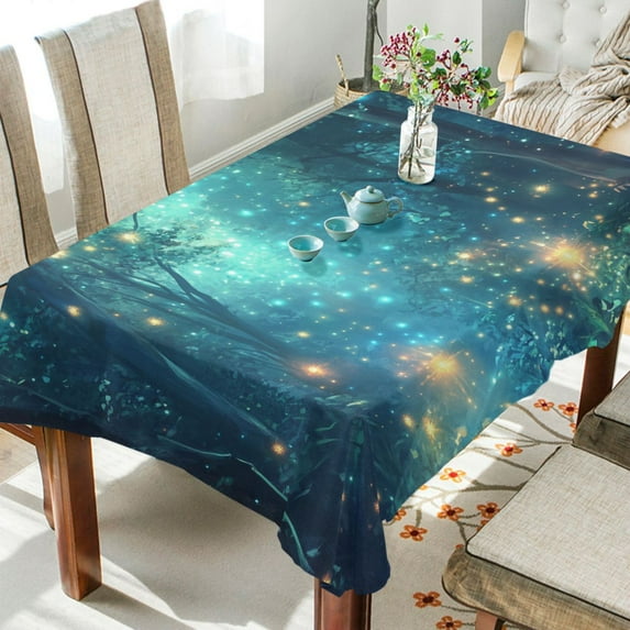 Yayeee Tablecloths for Rectangular Tables 54 x 54 inch Party Table Cover, Magical Forest Glowing Lights
