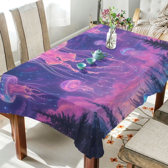 Yayeee Tablecloths for Rectangular Tables 60 x 108 inch Party Table Cover, Neon Jellyfish