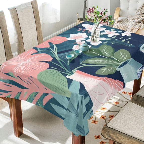 Yayeee Tablecloths for Rectangular Tables 54 x 54 inch Party Table Cover, Pink Flowers